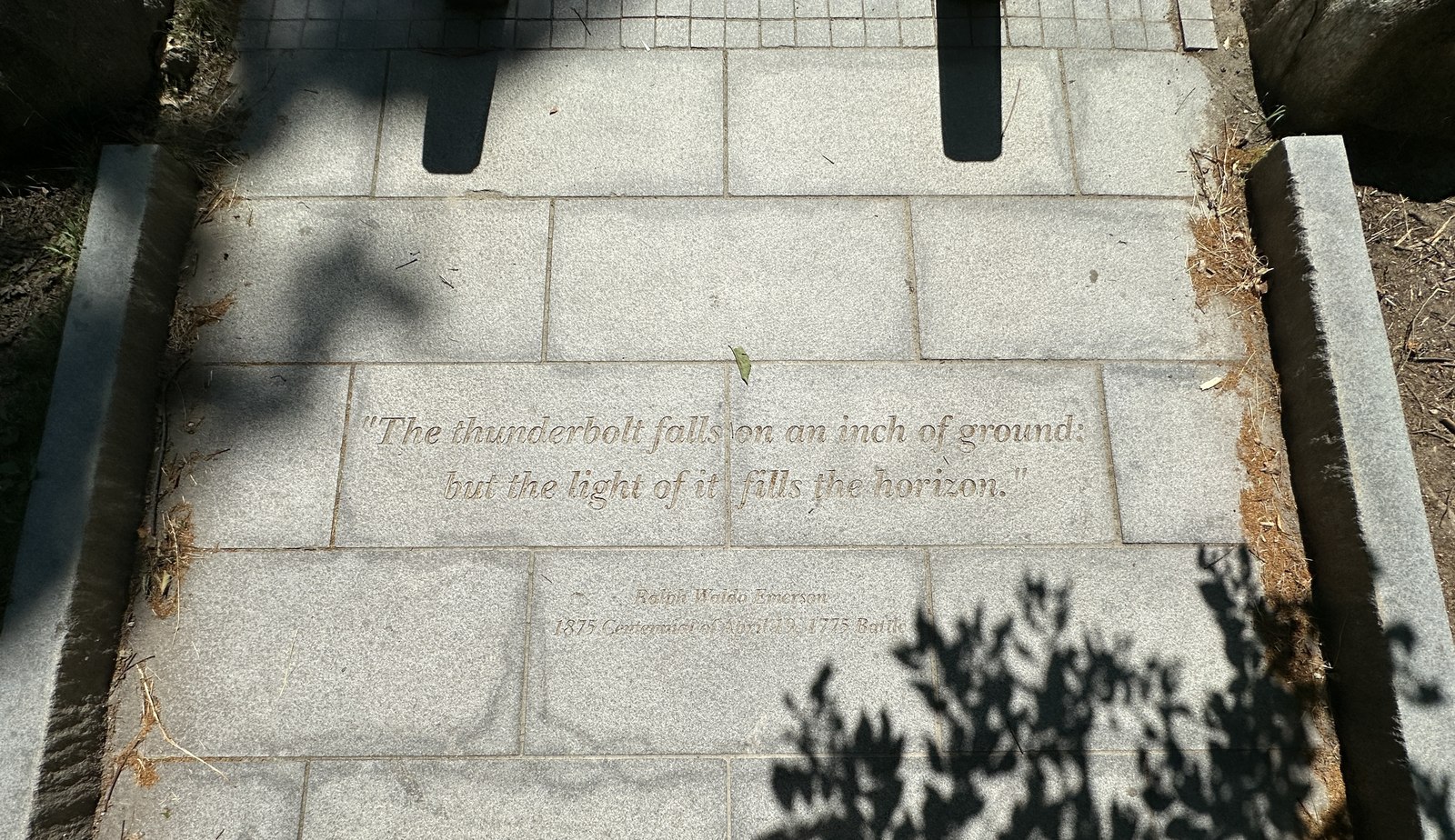 Ralph Waldo Emerson quotation stone near Old North Bridge