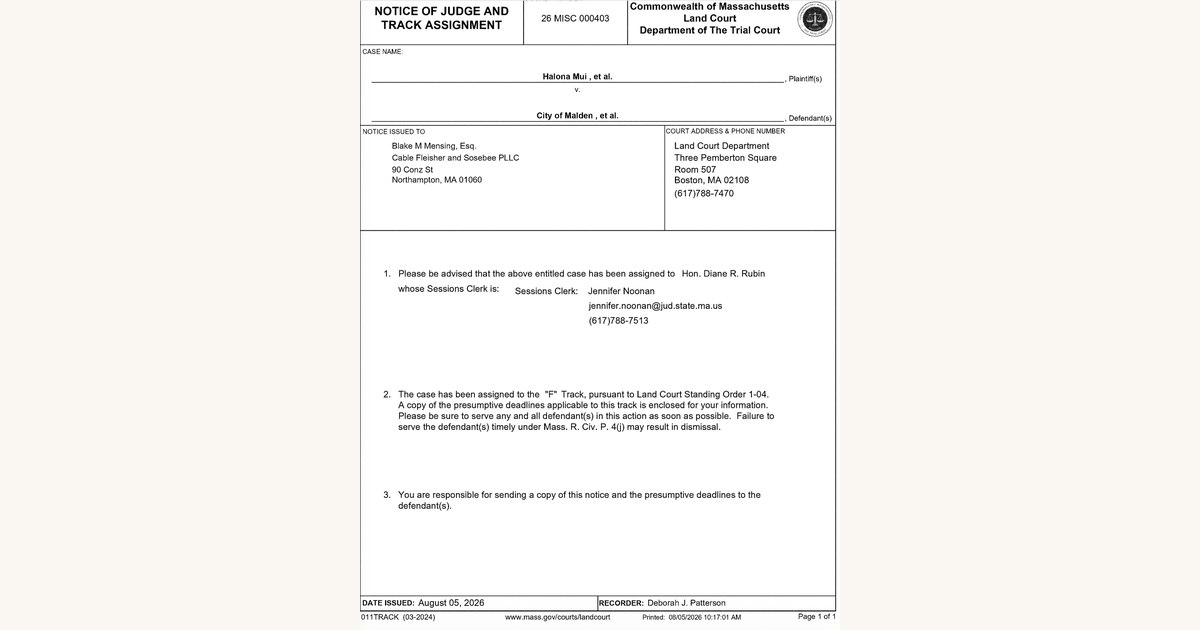 Malden's Newest Cannabis Lawsuit Lands on the Fast Track