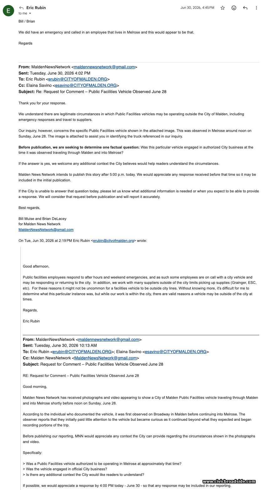 Public Facilities Director Email June 30, 2026
