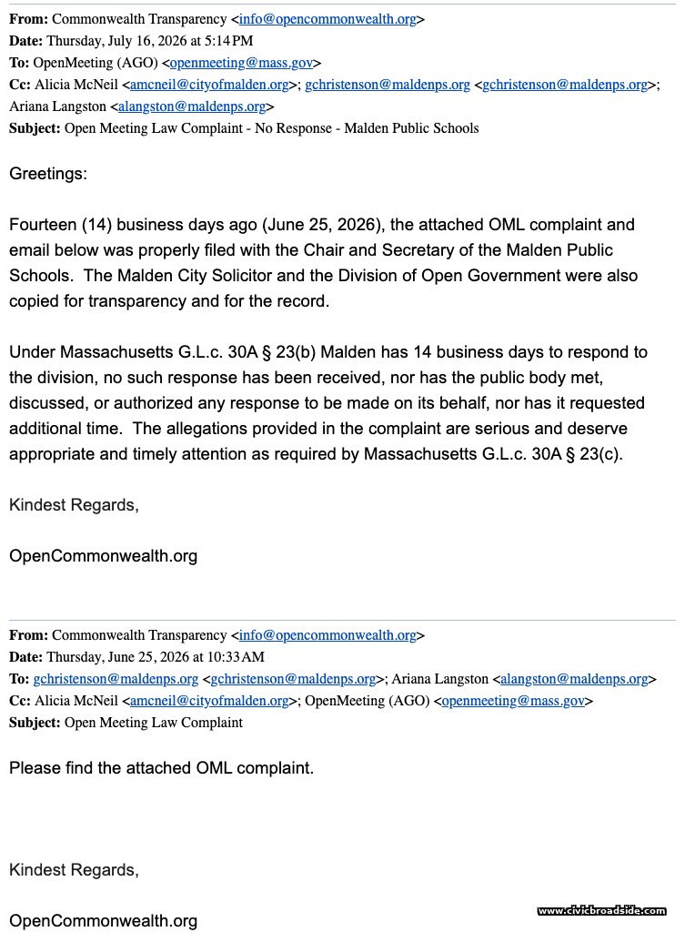 Email dated July 16, 2026