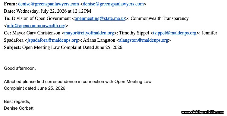 Email dated July 22, 2026