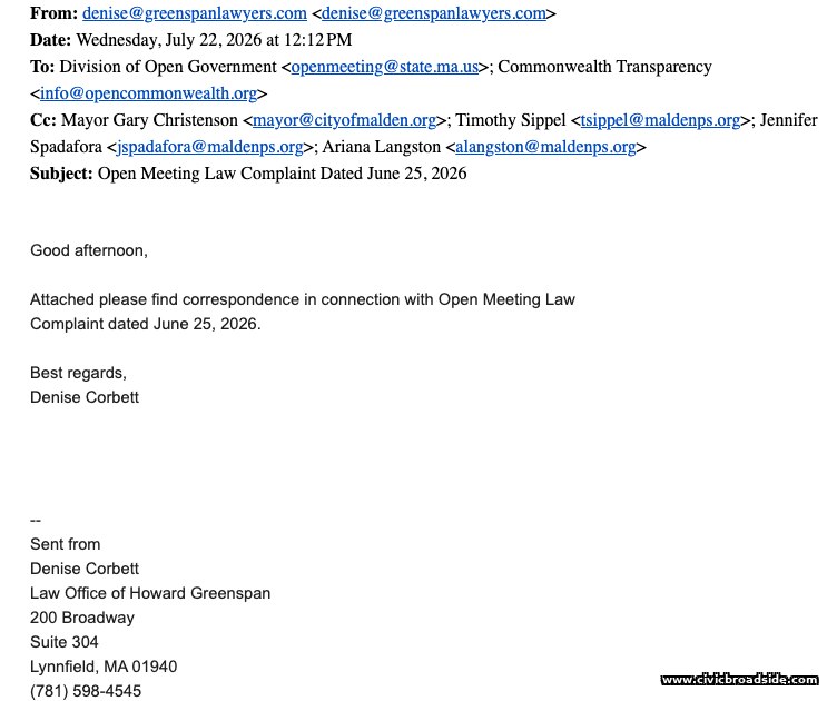 Email dated July 22, 2026, with attached scan