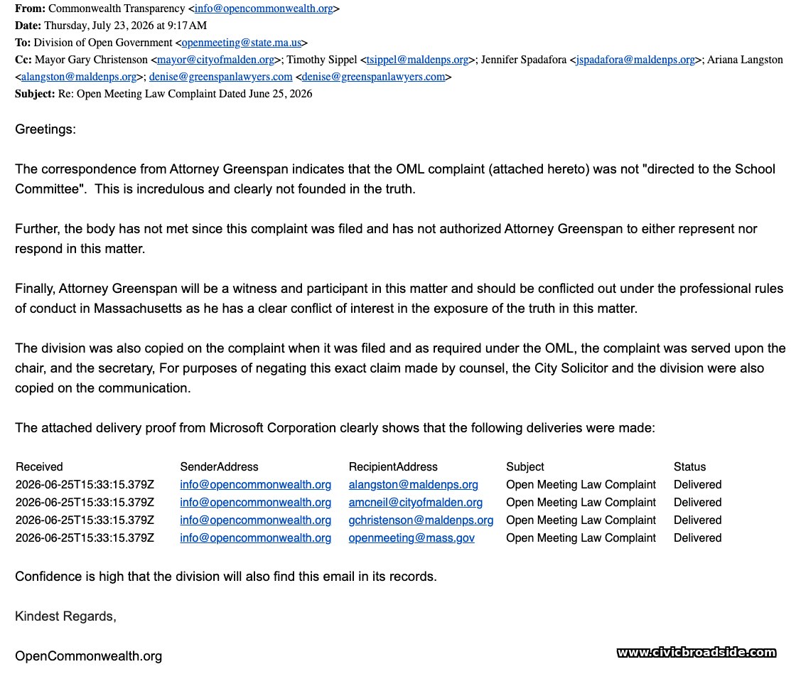 Email dated July 23, 2026
