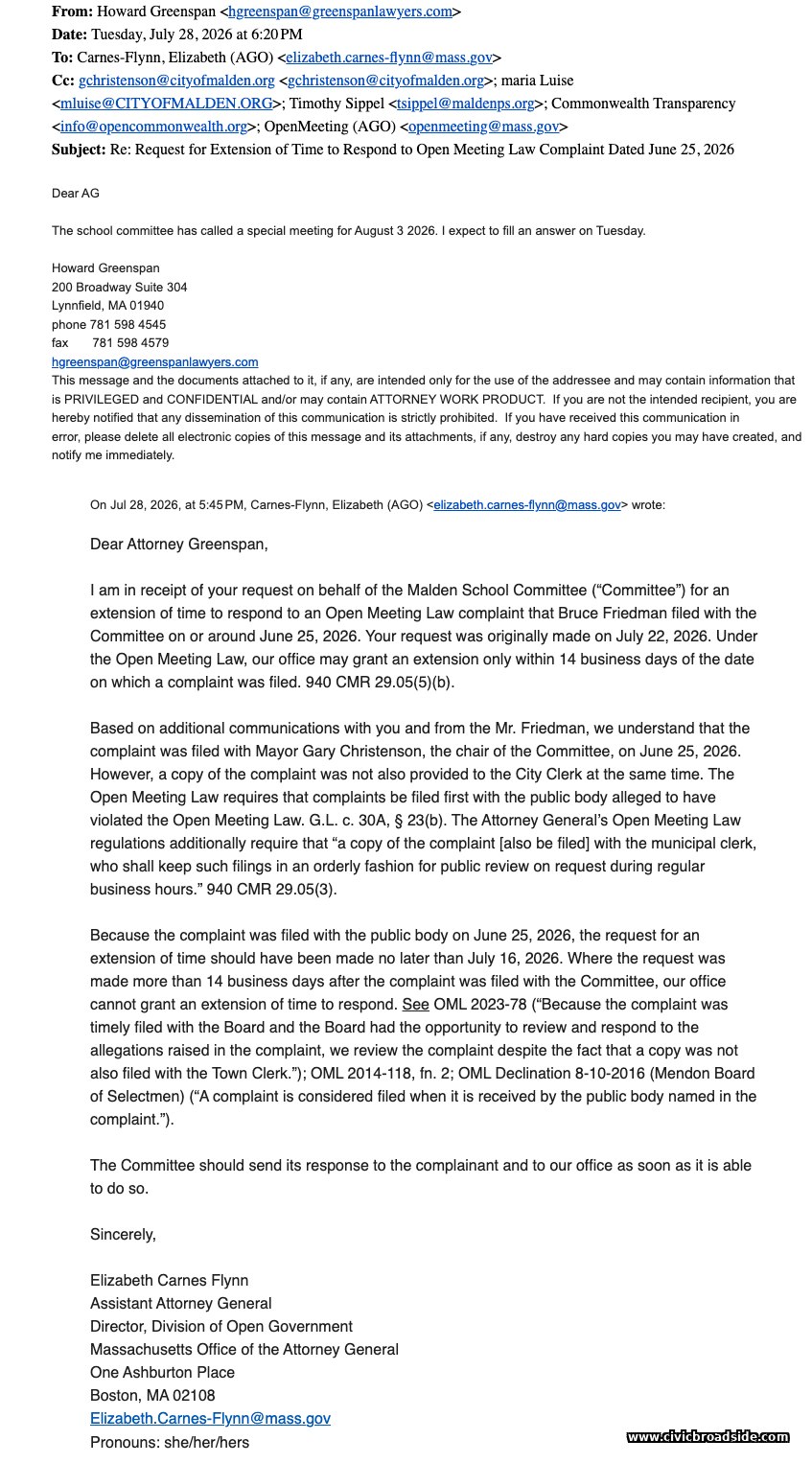 Email, July 28, 2026