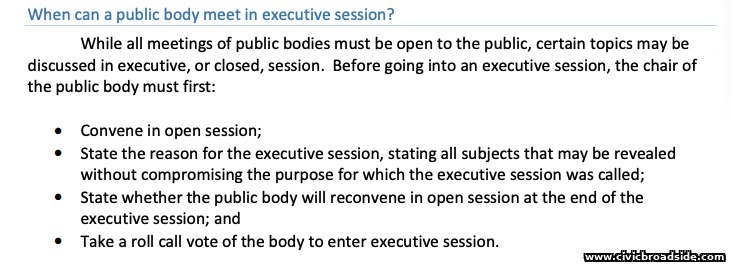 Open Meeting Law Guide, executive session provisions